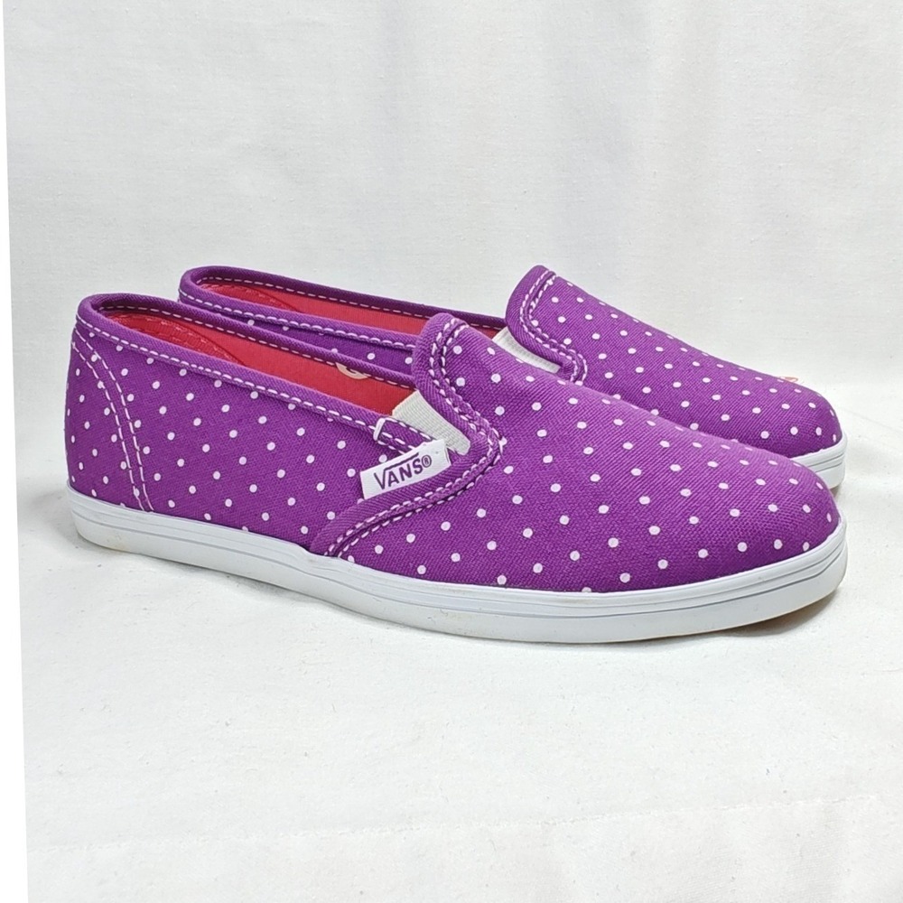 Vans Slip-On Lo Pro Dahlia Purple Micro White Dots Sneakers Size 11.5 Kids New